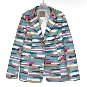 NENAH Colorful Paint Strokes Button Front Blazer Women's Size Medium